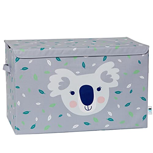 LOVE IT STORE IT Aufbewahrungsbox mit Deckel - Spielzeugtruhe groß aus Stoff - Verstärkt mit Holz - Robust und stabil - Grau mit Koala - 62x38x39 cm von LOVE !T STORE !T