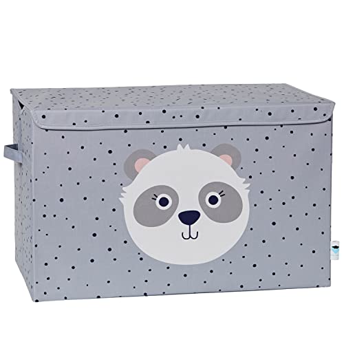 LOVE IT STORE IT Aufbewahrungsbox mit Deckel - Spielzeugkiste groß aus Stoff - Verstärkt mit Holz - Robust und stabil - Grau mit Panda - 62x38x39 cm von LOVE !T STORE !T