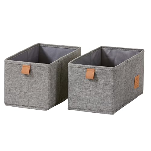 LOVE IT STORE IT Premium Schubladenbox 2-teilig - Organizer für den Kleiderschrank aus Leinen - Verstärkt mit Karton - Set mit zwei kleinen Boxen - Grau - 15x30x15 cm von LOVE !T STORE !T