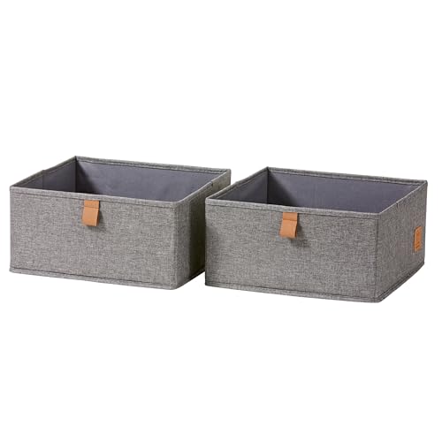 LOVE IT STORE IT Premium Schubladenbox 2-teilig - Organizer für den Kleiderschrank aus Leinen Stoff - Verstärkt mit Karton - Set mit zwei großen Boxen - Grau - 30x30x15 cm von LOVE !T STORE !T