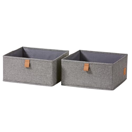 LOVE IT STORE IT Premium Aufbewahrungsboxen Stoff 2-teilig - Kleiderschrank Organizer aus Leinen - Verstärkte Wände - Set mit zwei großen Boxen - Grau - 30x30x15 cm von LOVE !T STORE !T