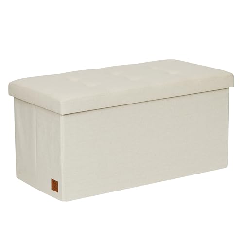 Love IT Store IT Premium Sitzbank mit Stauraum - Sitztruhe aus Stoff für Schlafzimmer und Flur - Verstärkt mit Holz - Bequem und stabil - Beige - 76x38x38 cm von LOVE !T STORE !T