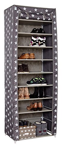 Love IT Store IT Schuhschrank aus Stoff - Faltschrank mit 10 Böden für die Aufbewahrung von Schuhen und mehr - Grau mit Sternen - 60 x 40 x 175 cm (LxBxH) von LOVE !T STORE !T