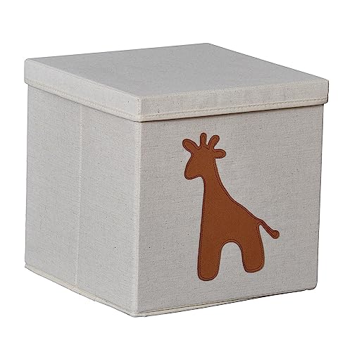 LOVE IT STORE IT Premium Aufbewahrungsbox mit Deckel - Spielzeug Kiste für Regal aus Stoff - Quadratisch und extra stabil - Beige mit Giraffe - 33x33x33 cm von LOVE !T STORE !T