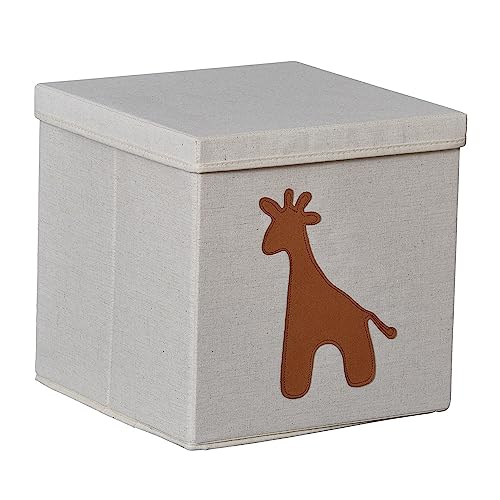 LOVE IT STORE IT Premium Aufbewahrungsbox mit Deckel - Spielzeug Kiste für Regal aus Stoff - Quadratisch und extra stabil - Beige mit Giraffe - 30x30x30 cm von LOVE !T STORE !T