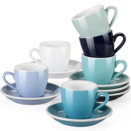 Espressotassen Set porzellan, LOVECASA 12-teilige Kaffeetassen mit Untertassen für 6 Personen, Cappuccinotassen von LOVECASA