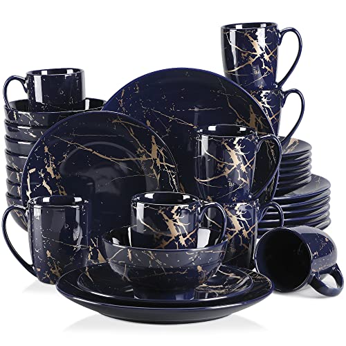 LOVECASA, Serie Sweet, 32-teiliges Tafelservice aus Porzellan, modern, für 8 Personen, 8 Dessertteller, 8 Essteller, 8 Tassen, 8 Schalen, vergoldet LOVECASA, Serie Sweet, 32-teiliges Tafelservice aus Porzellan, modern, für 8 Personen, 8 Dessertteller, 8 Essteller, 8 Tassen, 8 Schalen, vergoldet von LOVECASA