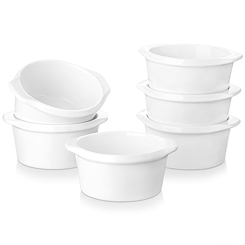 LOVECASA Backform Kuchenform, Soufflé Förmchen porzellan, 6-teilige mini Auflaufform Ofenformen für Crème Brûlée Dessert Souffle, Runde Form, Füllmenge 160 ml, optimale Füllmenge 140ml von LOVECASA