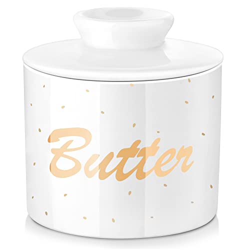 Butterdose porzellan, LOVECASA runder Butterbehälter, Französische Butterdose-frische und weiche Butter, 9,4 x 9,4 x H 10,8 cm, 180ml von LOVECASA