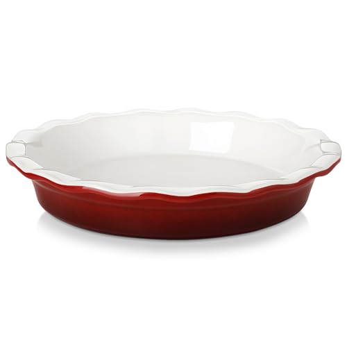 LOVECASA Tarteform, 1er Quicheform aus Steinzeug, runde Backform Kuchenform mit gewelltem Rand, 28 x 28 x H 5 cm, VCP-BKB05, Rot LOVECASA Tarteform, 1er Quicheform aus Steinzeug, runde Backform Kuchenform mit gewelltem Rand, 28 x 28 x H 5 cm, VCP-BKB05, Rot von LOVECASA