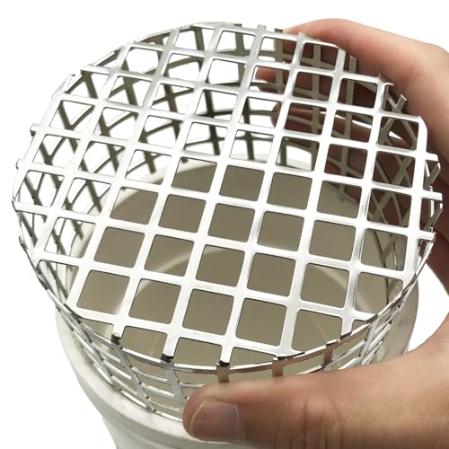 304 Edelstahl Mesh Entlüftungsabdeckung Kappe für 10,8 cm bis 11 cm ID PVC Rohre - Ofen, Dachlüftung, Auspuffrohrschutz - Rostfrei, Schmutz & Vogelschutz - Konisches Design für maximalen Luftstrom von LOVEERCT