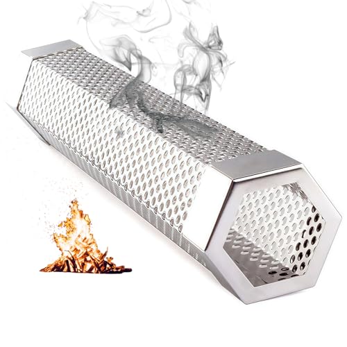 Räucherrohr für Pelletsmoker, 30,5 cm, Räucherrohr, 5 Stunden Billow-Rauch, Heiß-/Kalträuchern, Räucherröhre, für Smokey BBQ Geschmack auf Gasgrill oder Holzkohlegrills mit diesem Edelstahl-Holzspäne von LOVEERCT