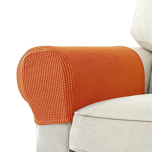 Stretch-Sofa-Armlehnenbezüge, abnehmbare, staubdichte, rutschfeste, waschbare Couch-Sessel-Schutzbezüge, für Sofa/Liege,Orange von LOVEHOUGE