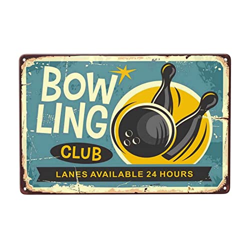 LOVEJIA Bowling Club Schild Vintage Metall Blechschild Wanddekoration, Ballspiel Metallschilder Blechschilder für Bar Pub Club Männerhöhle 20,3 x 30,5 cm (CTP-32) von LOVEJIA