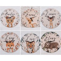 Wanduhr Kinder, Wanduhr Kinderzimmer, Uhr Tiger, Kinderuhr, Wanduhr Personalisiert, Uhr Holz, Wanduhr 30cm, Babygeschenk, Taufe von LOVELYWILDMOMENTSDE