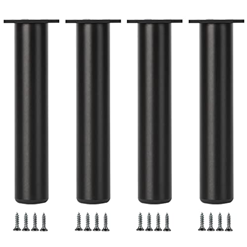 Möbelfüße Verstellbar Möbelbeine Aluminiumlegierung Tischbeine Möbelfüsse TV Schrankfüße Sofasfüße Couchtisch Beine, Eloxierte Oberfläche | Kunststoff-Pad, Ø38mm, 4× Tischfüße (180mm,Mattschwarz) von LOVEM