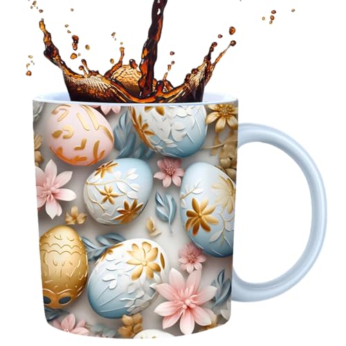 3D Ostereier Tasse | 350 Ml Ostereier Kaffeetasse Aus Keramik | Ostereier Becher, Tasse Mit Osterei Aufdruck,bunte Eier Kaffeetasse, Osterei Keramik Kaffeetasse Mit Henkel von LOVEMETOO