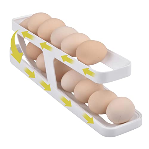 LOVEMETOO Rollender Eierhalter Für Den Kühlschrank | Rollendes Eier Aufbewahrungs Regal Für Kühlschrank | 2 Schichten Automatisch Rollender Eierhalter | Platzsparende Eierablage Für Kühlschrank von LOVEMETOO