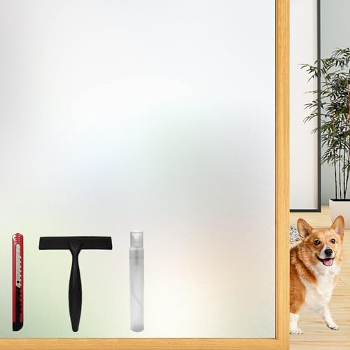 Lovepea Milchglasfolie Fensterfolie Selbsthaftend, Sichtschutzfolie Statisch, mit Installationswerkzeug ideal für Homeoffice, Badezimmer und Türen 44,5 x 200 cm von LOVEPEA