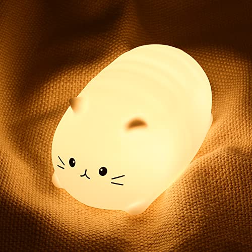 LOVERUIS Nachtlicht Katzen Kinder, 7 Farbwechsel LED Tragbare Touch Baby Lampe, USB aufladbar Silikon Tier Nachtlicht für Kinder Kindergarten Kleinkind (Brotkatze) von LOVERUIS