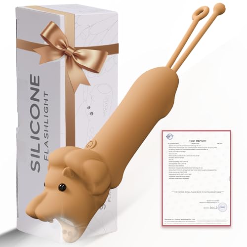 LOVERUIS Aufladbar Taschenlampe Kinder Silizium, Dimmbar Kindertaschenlampe, Stroboskop-Taschenlampe, Wiederaufladbare Geschenk für Kinder ab 3 Jahren (Torch Lion) von LOVERUIS