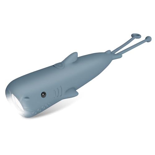 LOVERUIS Aufladbar Taschenlampe Kinder Silizium, Dimmbar Kindertaschenlampe, Stroboskop-Taschenlampe, Wiederaufladbare Geschenk für Kinder ab 3 Jahren (Torch Shark) von LOVERUIS