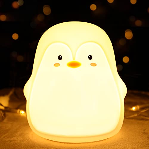 LOVERUIS Tier Lampe Pinguin Lampe Silikon Nachtlicht für Kinder Jungen Mädchen Teenager Geburtstag Geschenke mit 7 Farben (Pinguin) von LOVERUIS