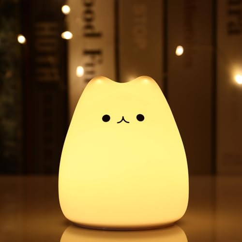 LOVERUIS Katze Nachtlicht Led-Nachtlicht Kinder Katzen-Licht Tier Nachtlampe 7 Farbe Lichter Geburtstag Halloween Geschenk Baby Schlafzimmer Dekoration (Nette Katze)... von LOVERUIS