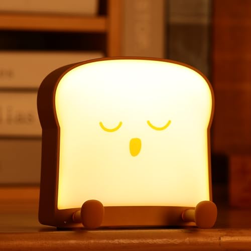 LOVERUIS Brot Nachtlicht Kinder, 7 Farbwechsel LED Tragbare Touch Baby Lampe, USB aufladbar Silikon Tier Nachtlicht für Kinder Kindergarten Kleinkind (Brotschlaf) von LOVERUIS