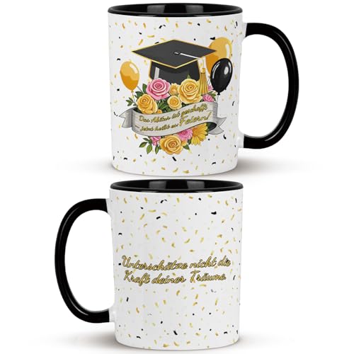 Abitur Geschenke,Abschluss Geschenk Tasse,Bestandene Prüfung Geschenk Tasse mit Graduierungshut Motiv und Glückwunschspruch Zum Bestandenen Abiturgeschenk für Jungen Mädchen (Deutsch) von LOVEXIU