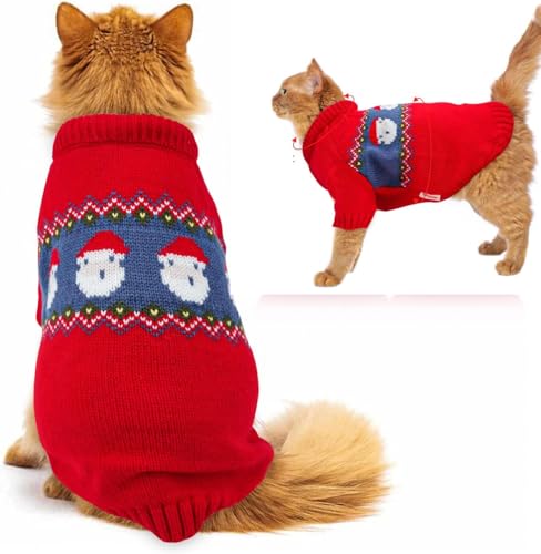 Hunde Pullis,Hundepullover,Haustierkleidung,Der Weihnachtshund,Hundepullover Zu Weihnachten für Winter,Hundepullover Weihnachten,Weihnachten Muster Strickwaren Rot,Winddicht,Warme,Fleece,Draußen von LOVEXIU