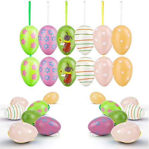 Ostern Dekoration,Ostereier Plastik 24pcs,Bunte Plastik Ostereier,Ostereier Deko,Ostereier Zum Aufhänge,Osterbasteln für Kinder,Deko Eier Ostern Zum Aufhängen,Geschenke Für Kinder,Party Dekoration von LOVEXIU