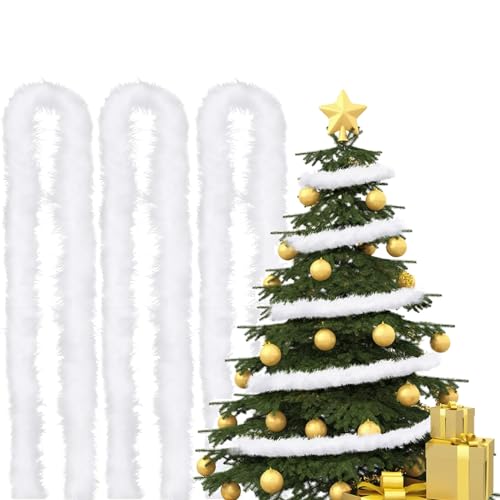 Weihnachtsbaum Girlande Weiß 3pcs,2m Federgirlande Weiß Weihnachtsbaum Flauschige,Weiße Federboa Für Weihnachtsbaum,Weihnachtsbaum Deko Weiß, Weihnachtsbaumschmuck Girlande Weiß Ornament Flauschige von LOVEXIU