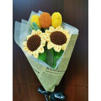 Häkelblumen, 5Er Set, Handgemachte Strickblumen, Gestrickte Sonnenblume, Sonnenblumenstrauß, Gehäkelte Tulpen, Wohnkultur, Geschenk, Sonnenblume von LOVFS