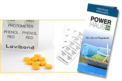 250 Photometer/Scuba II® oder PoolScan Testtabletten Phenol Red (25 Streifen mit je 10 Phenol Red Testtabletten) mit POWERHAUS24 Pflegefibel! von LOVIBOND