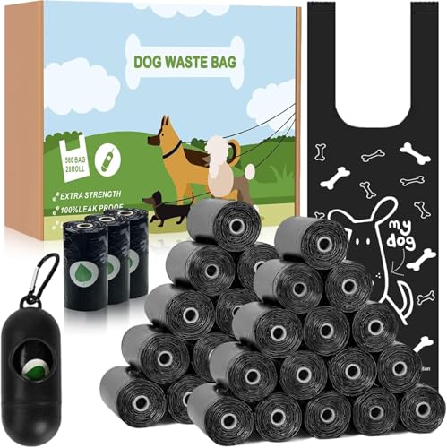 LOVICVKEM 560 Stück biologisch abbaubare Hundetaschen mit kotbeutelspender, Taschen für Hunde auslaufsicher,extra groß,Wasserdicht, reißfest, Lavendelduft von LOVICVKEM