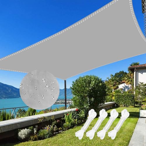 LOVICVKEM Sonnensegel Wasserdicht Rechteckig 2x3m inkl Befestigungsseile, Wetterschutz Sonnenschutz (PES) Polyester mit UV Schutz für Balkon Terrasse Garten Camping, Grau Anthrazit von LOVICVKEM