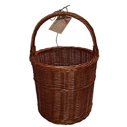 Lovin Birds Erntekorb Gartenkorb Weide rund Weidenkorb Hoch 43 cm Durchmesser 28 cm mit Henkel von LOVIN Birds HANDGEFLOCHTENE KORBWAREN