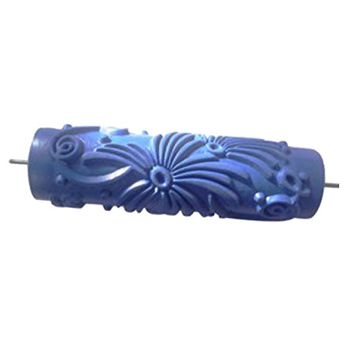 Blau DIY Geprägte Malerrolle Strukturwalze Malerwalze Blatt Muster, Muster 8 von LOVIVER
