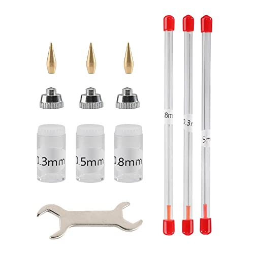 LOVIVER 11 Stück 0,3/0,5/0,8 mm Airbrush-Düsen-Kits Zubehör mit Schraubenschlüssel Langlebige Airbrush-Düsenkappen Airbrush-Ersatzteile für Ersatzteile von LOVIVER