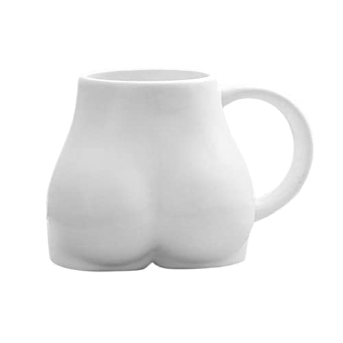 LOVIVER Kaffeetasse Personalisiert Po-Becher 300ML, Kaffeebecher Porzellan Aussehen des Hinterns Lustige Tasse mit Henkel Geschenke für Beste Freunden - Weiß von LOVIVER