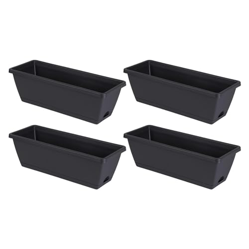LOVIVER 4 Stück Blumenkasten mit Fenster, Pflanzgefäße für Gemüse mit Tabletts, rechteckige Pflanzkästen, Gemüseanbaubehälter für den Garten und die Terrasse, Dunkelgrau LOVIVER 4 Stück Blumenkasten mit Fenster, Pflanzgefäße für Gemüse mit Tabletts, rechteckige Pflanzkästen, Gemüseanbaubehälter für den Garten und die Terrasse, Dunkelgrau von LOVIVER