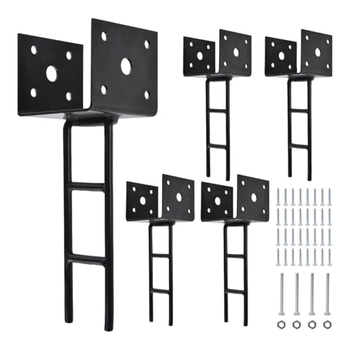 LOVIVER 4-teiliger U-förmiger Betonpfostenanker, Pergola-Halterungen, rostbeständig, Pergola-Deckhalterung, Deckpfostenbasis für Pavillonzäune von LOVIVER
