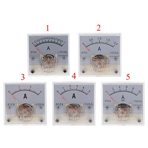 LOVIVER 5Pcs DC Analog Panel Messgerät Amperemeter Voltmeter 91C4 0 1A / 10A von LOVIVER