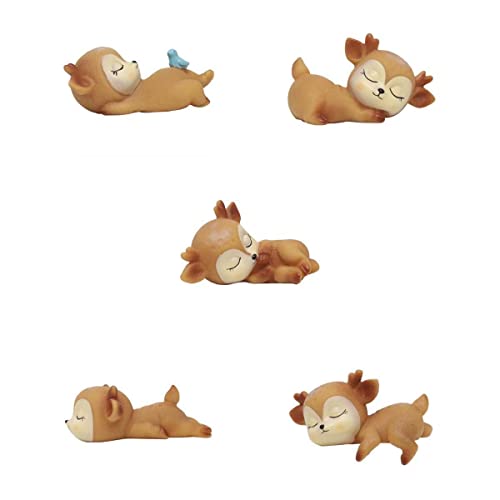 LOVIVER 5pcs REH Dekofigur Miniaturtier Hirsch Tierfiguren für Kinder Weihnachten Dekoration von LOVIVER