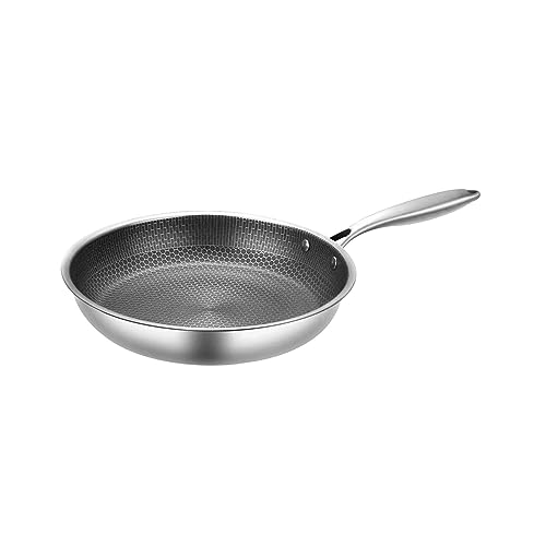 LOVIVER Antihaftbeschichtete Wok Pfanne Aus Edelstahl mit Deckel, Waben Wok Zum Braten, Koch Wok für Gas Kochfelder, Induktion, Elektrisch, 28cm von LOVIVER