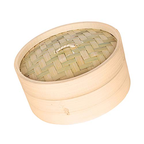 LOVIVER Bambusdämpfer Einsatz Topf Dampfgarer Dämpfaufsatz mit Deckel, 21 cm von LOVIVER