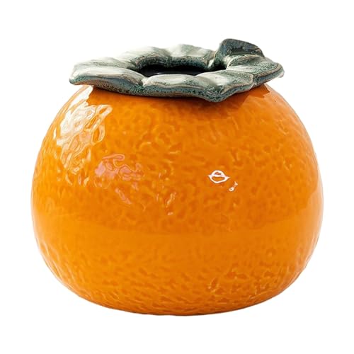 LOVIVER Blumentopf-Behälter, Keramik, orangefarbene Form, Vintage-Geburtstagsgeschenke, niedlicher Tisch-Orange-Übertopf, Blumentopf für Regal, Terrasse, groß von LOVIVER