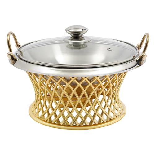 LOVIVER Chafing Dish Catering Speisenwärmer Metall Transparenter Deckel mit Ständer Serviertablett Rund Festbrennstoffbrenner Buffet Server von LOVIVER