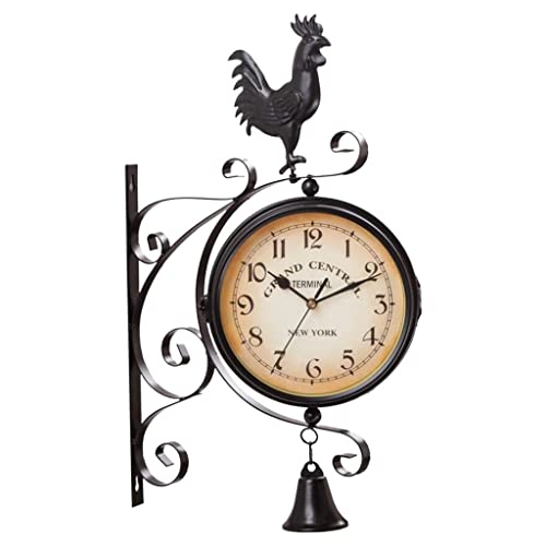 LOVIVER Doppelseitige Wanduhr Vintage Station Clock Decor, Arabische Ziffern von LOVIVER